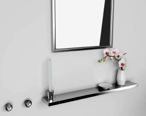 Trendy Badkamers - Marcel Wanders Badkameraccessoires voor Geesa - Chrome Accessoires als Planchet, Kandelaars, Kledinghaken,  Fotolijst en Vazen LEES MEER Badkamers ... (Foto Marcel Wanders Badkameraccessoires van Geesa op DroomHome.nl)