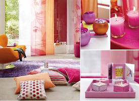 Esprit Kussens, Gordijnen & Kaarsen in Roze, Oranje en Lila Kleuren LEES MEER... (Foto Esprit Home  op DroomHome.nl)