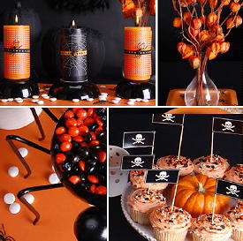 Spookachtig Lekkere Halloween Party Decoratie & Halloween Versiering & Oranje met Zwarte Halloween Kaarsen LEES MEER...