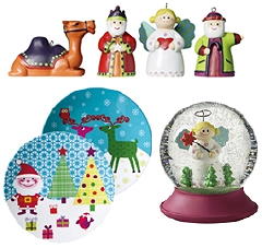Hema kerstdecoratie & Kerstversiering 2010 Vrolijke Kleuren Kerstballen & Kersthangers. Hema Kerstservies met Paars en Grijs Accenten DroomHome.nl