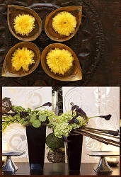 Natuurlijke decoratiematerialen als exotische zaden, fruit als kokosnoten & moderne boeketten als decoratie materiaal in huis (DroomHome.nl)