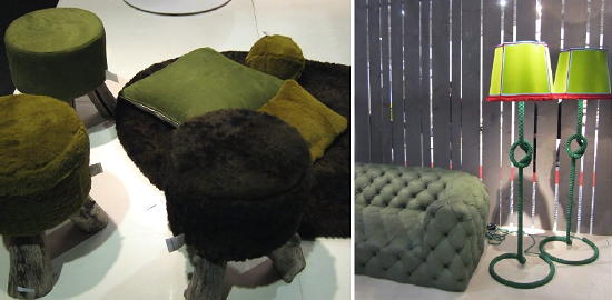 Interieur Trend Kleuren 2011 - Drijfhout Krukjes met Groene Bekleding van Bleu Nature & Luxe Groene Bank & Fel Groene Lampen met een Touw Voet van Baxter LEES MEER... (Foto Perscentrum Wonen op DroomHome.nl) Interieur Trend Kleuren 2011 - Drijfhout Krukjes met Groene Bekleding van Bleu Nature & Luxe Groene Bank & Fel Groene Lampen met een Touw Voet van Baxter LEES MEER... (Foto Perscentrum Wonen op DroomHome.nl)