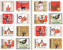 Kerst 2011 - PostNL Kerstzegels & Decemberzegels 2011, Ontwerp Tijdschrift Flow - Trendy kerstkaarten Online bestellen LEES MEER... (Foto PostNL Decemberzegels 2011  op DroomHome.nl)