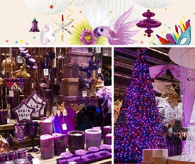 Kerst 2010 Trends Kerstversiering Paars, Lila, Blauw en Wit Kerstboom Decoratie (Foto: Christmasworld, Petra Welzel - DroomHome.nl)