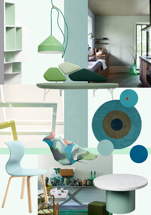 Kleur & Interieur Trends - Moodboard Blue Lagoon - Interieur Inspiratie in Groen & Blauw Tinten LEES MEER.. (Foto Perscentrum Wonen  op DroomHome.nl)