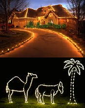 Kerstverlichting Buiten - Led Lichtslangen voor aan de Kerst Huis Gevel, langs het Voetpad, in Bomen en op Hekken. Kerstdecoratie Figuren gevormd door de Lichtslangen als de Arrenslee, Hertje, Kameel en Kerstboom LEES MEER...