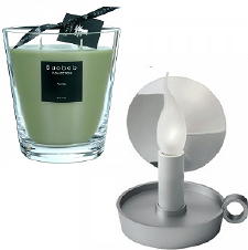 Kaars Verde van Baobab - Met de twee nieuwe zomerse geurkaarsen van Baobab cre�er je een aangename atmosfeer, ook in de slaapkamer. B.L.O. lampje van Flos (Marcel Wanders) heeft het sfeervolle uiterlijk van een kaars maar is helemaal van deze tijd. Door te blazen gaat het lampje uit.(DroomHome.nl)