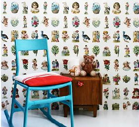 Studio DitteBbehang Poezieplaatjes - Vintage Wallpaper Plaatjes uit Oude Poeziealbums LEES MEER... (Foto Studio Ditte  op DroomHome.nl)