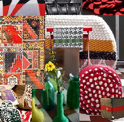 Hippe Interieur Stoffen en Textiel - Patchwork Tapijt, Tweehands Hands en Recycle Stoffen, Seventies Retro Textile Stoffen, Vrolijke Dierenprints Kussens, Borderie Beddengoed LEES MEER.. (Foto op DroomHome.nl) 