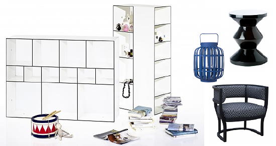 Woontrend 2011 ZOMER -  Woonmodetrends Oost & West Shopping Modern Interieur -  Wogg Kast en Opbergsysteem, Pols Potten Kruk, Blauwe Hema Lantaarn en Clubfauteuil Wagner LEES MEER... (Foto Perscentrum Wonen op DroomHome.nl)